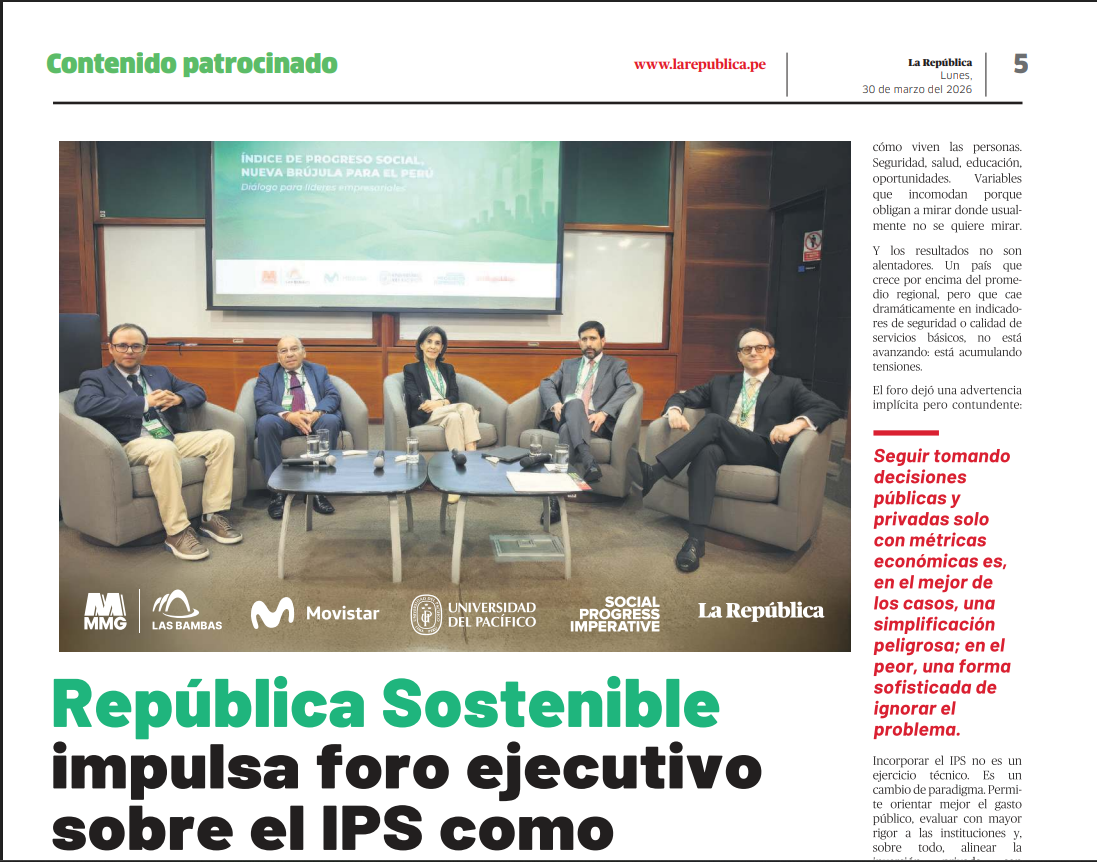 República Sostenible impulsa foro ejecutivo sobre el IPS como nueva brújula del Perú